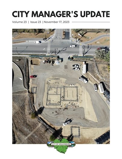 The cover page of the November 17, 2023 City Manager's Update. A picture of the Fire Substation under construction.