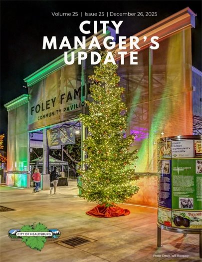 Cover of City Manager's update; Image of Foley Family Pavilion